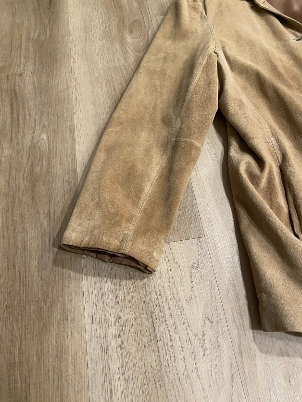 Bernardo Genuine Leather Suede Jacket XL Camel Tan Distressed Vintage - Picture 5 of 16